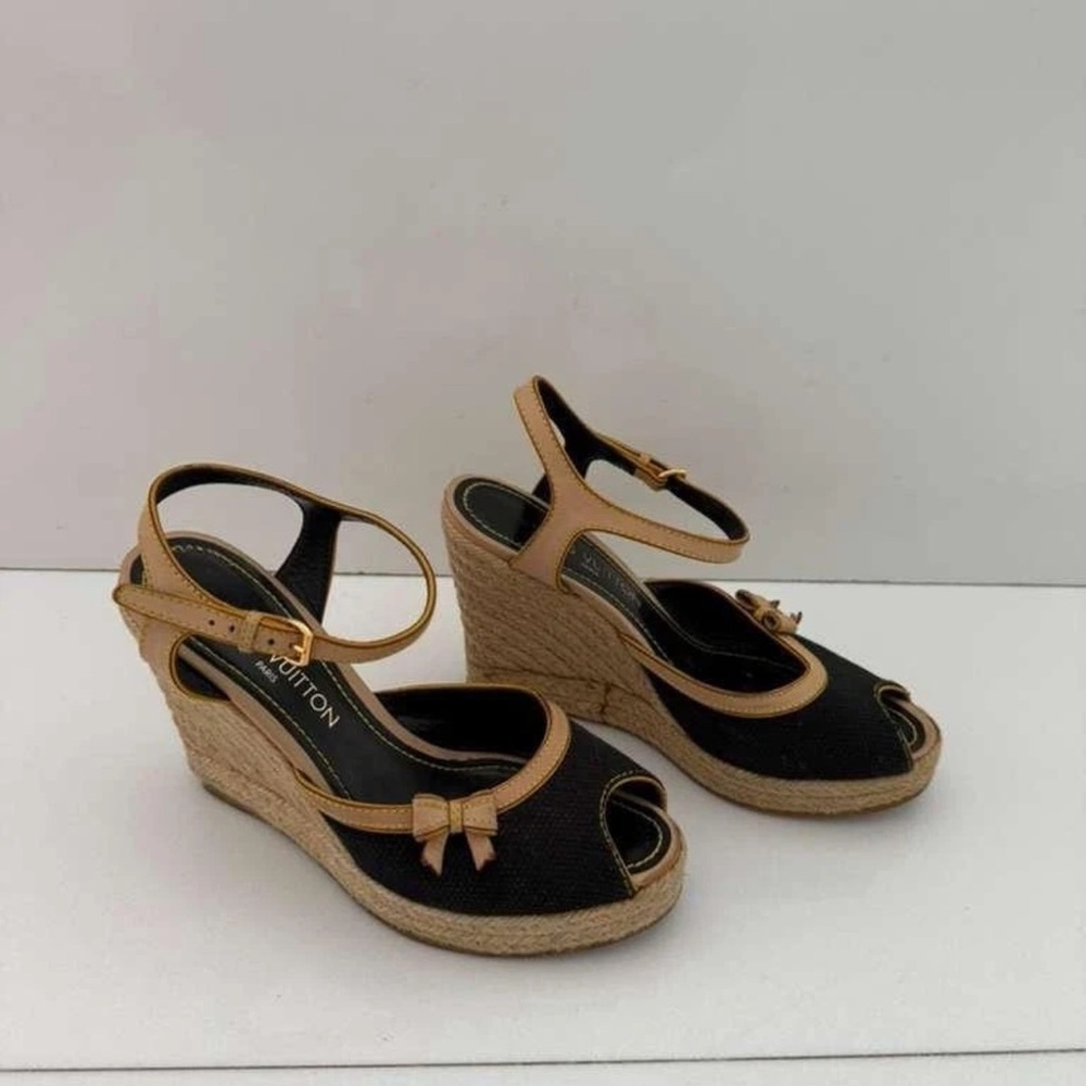 Louis Vuitton Isola Canvas Wedge Espadrilles Sandals FR38.5 US8 $1030 - Picture 12 of 15